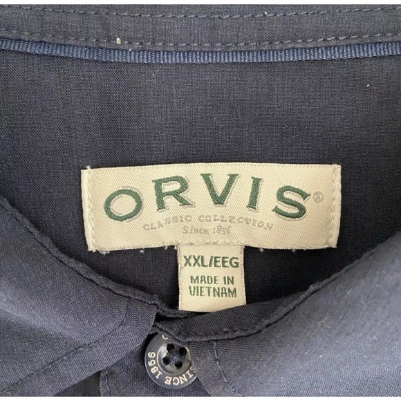 Orvis Woven Shirt Men's Bundle 2XL XXL Gray Check & Navy Fishing Outdoor‎ Camp - Picture 13 of 16